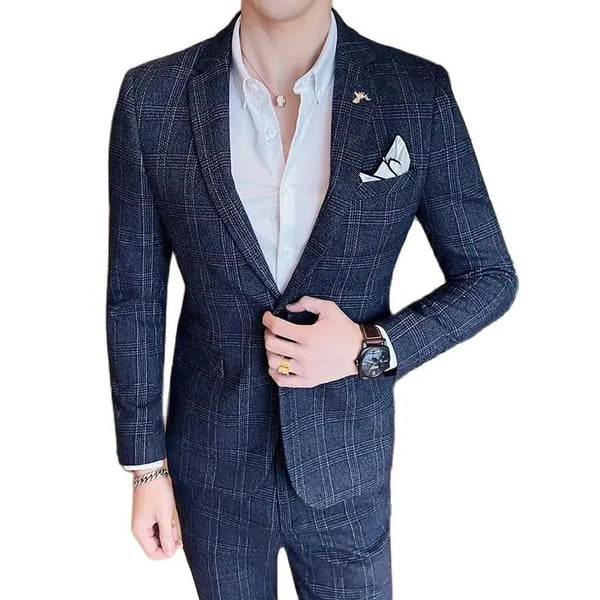 Elegant Men's Blazer and Pants Suit Set - British Style Smart Casual Workwear for Business and Weddings M-5XL